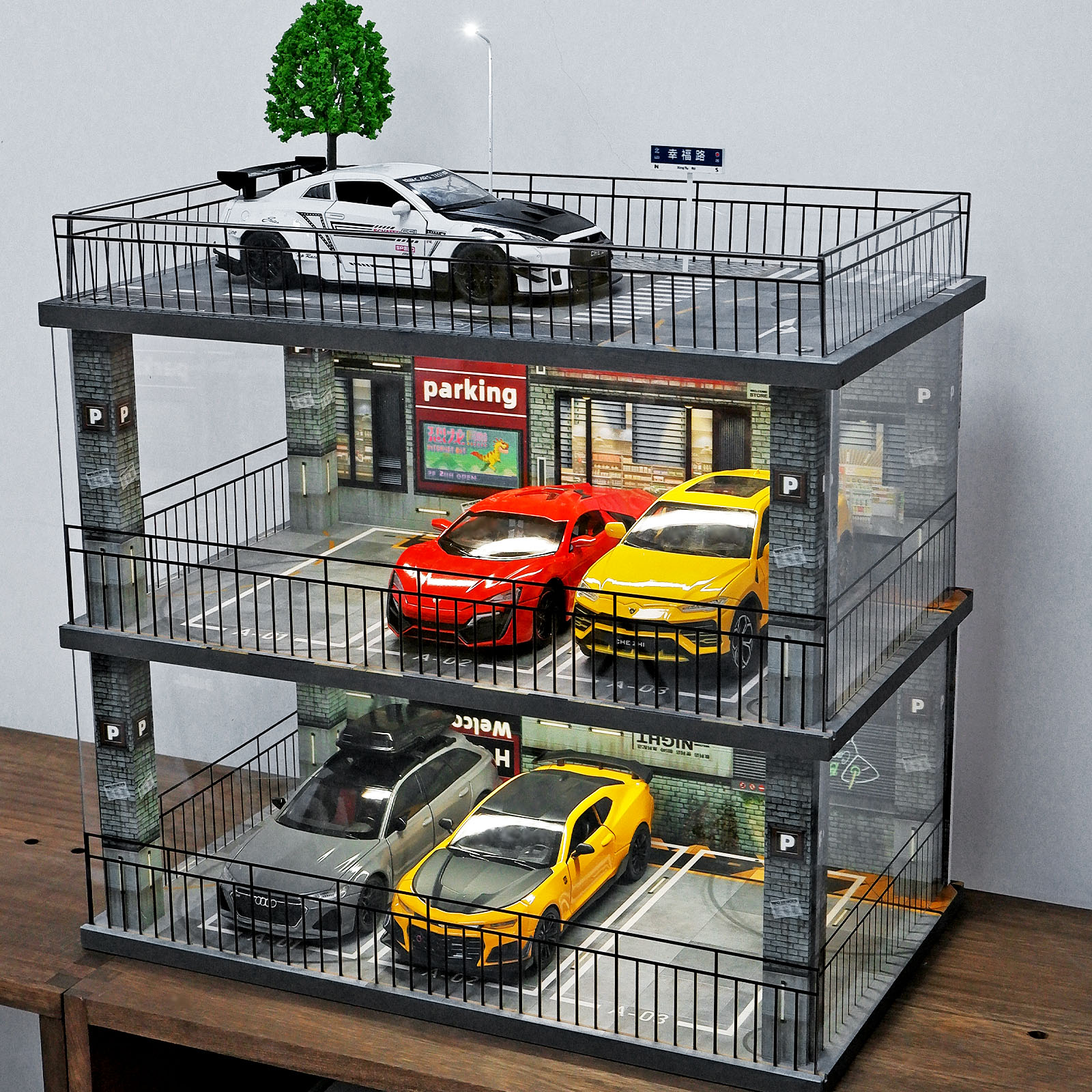 kivcmds 1:24 Scale Diecast Model Car Display Case Cabinet with USB